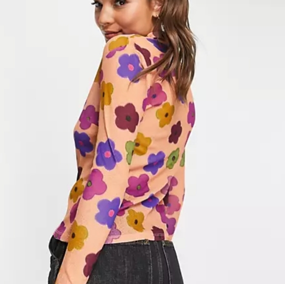 SOLD Topshop Floral Mesh Shirt - Picture 3 of 7